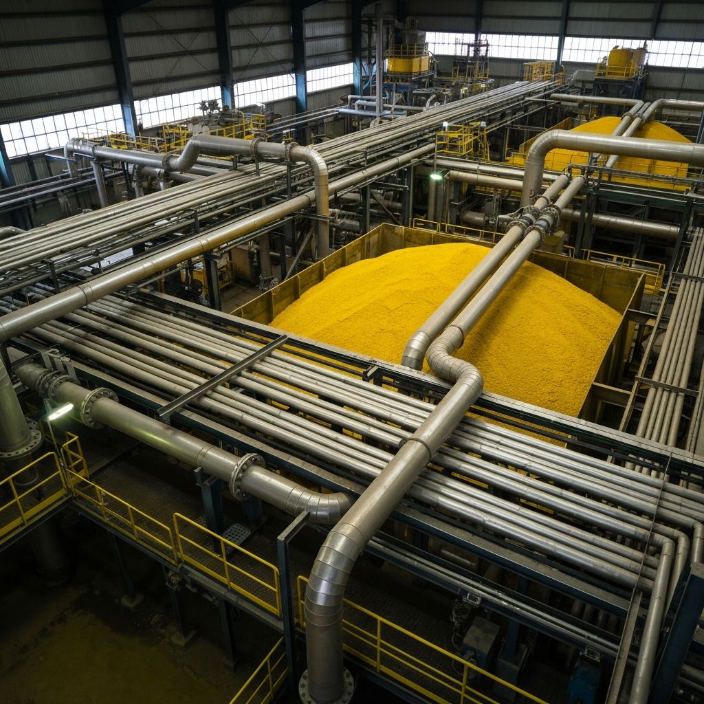Process piping at gold processing plant