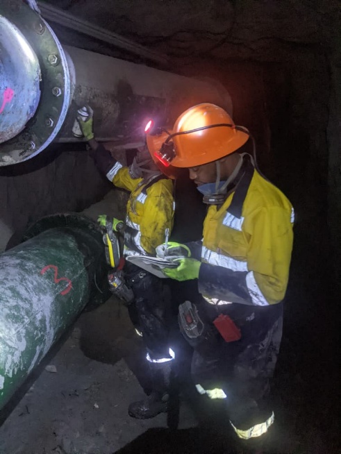 Critical process piping under inspection